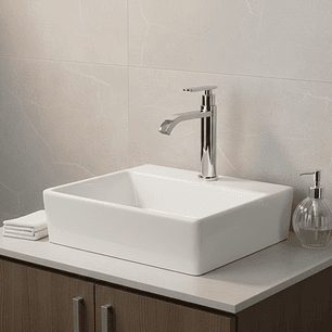 Combo Lavamanos Pequeño Rectangular+ Grifería Agua Fria C708