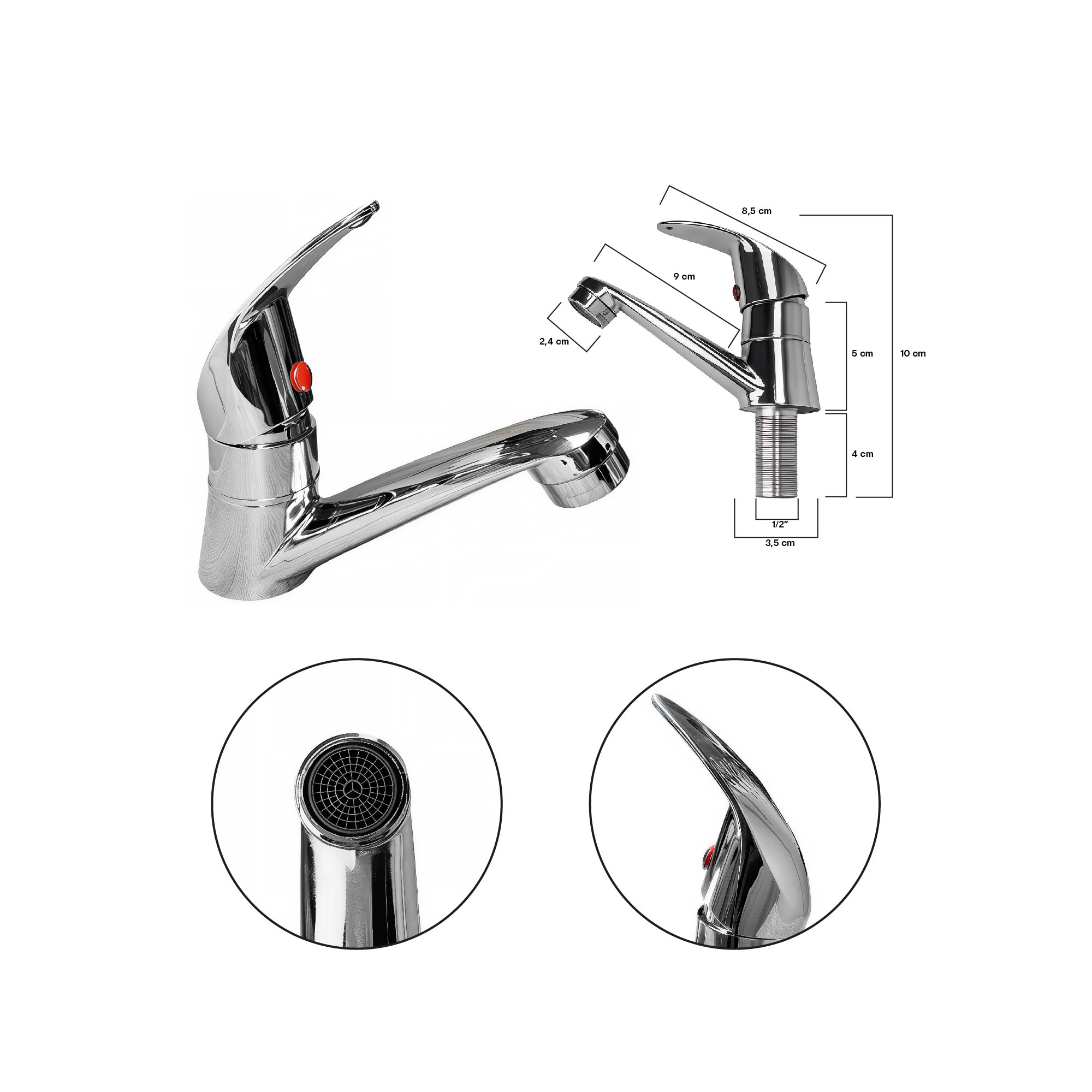 Combo Placa Lavamanos PL-53 + Push+ Sifón + Grifería C044