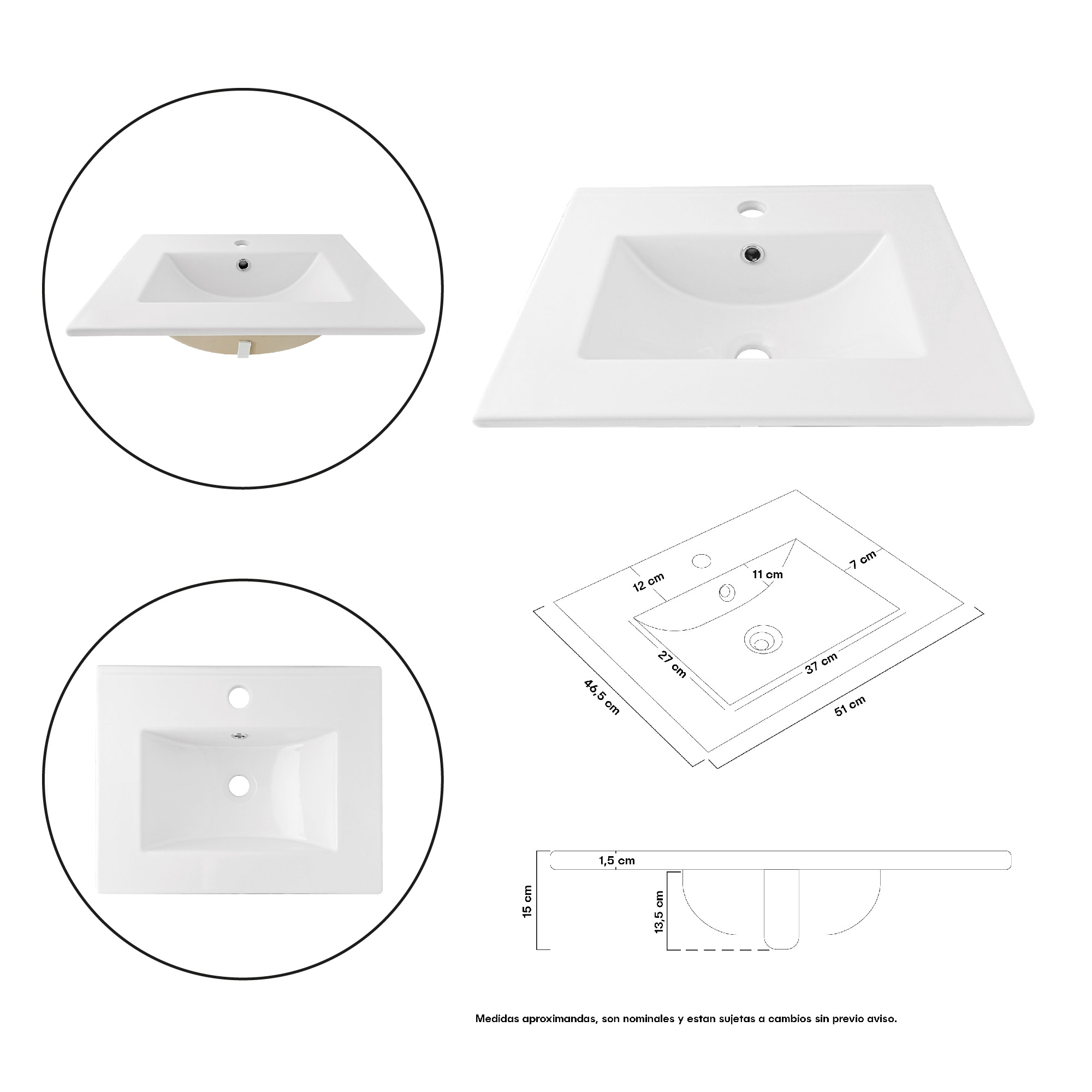Combo Placa Lavamanos Pl-53 + Push + Sifón + Grifería C265