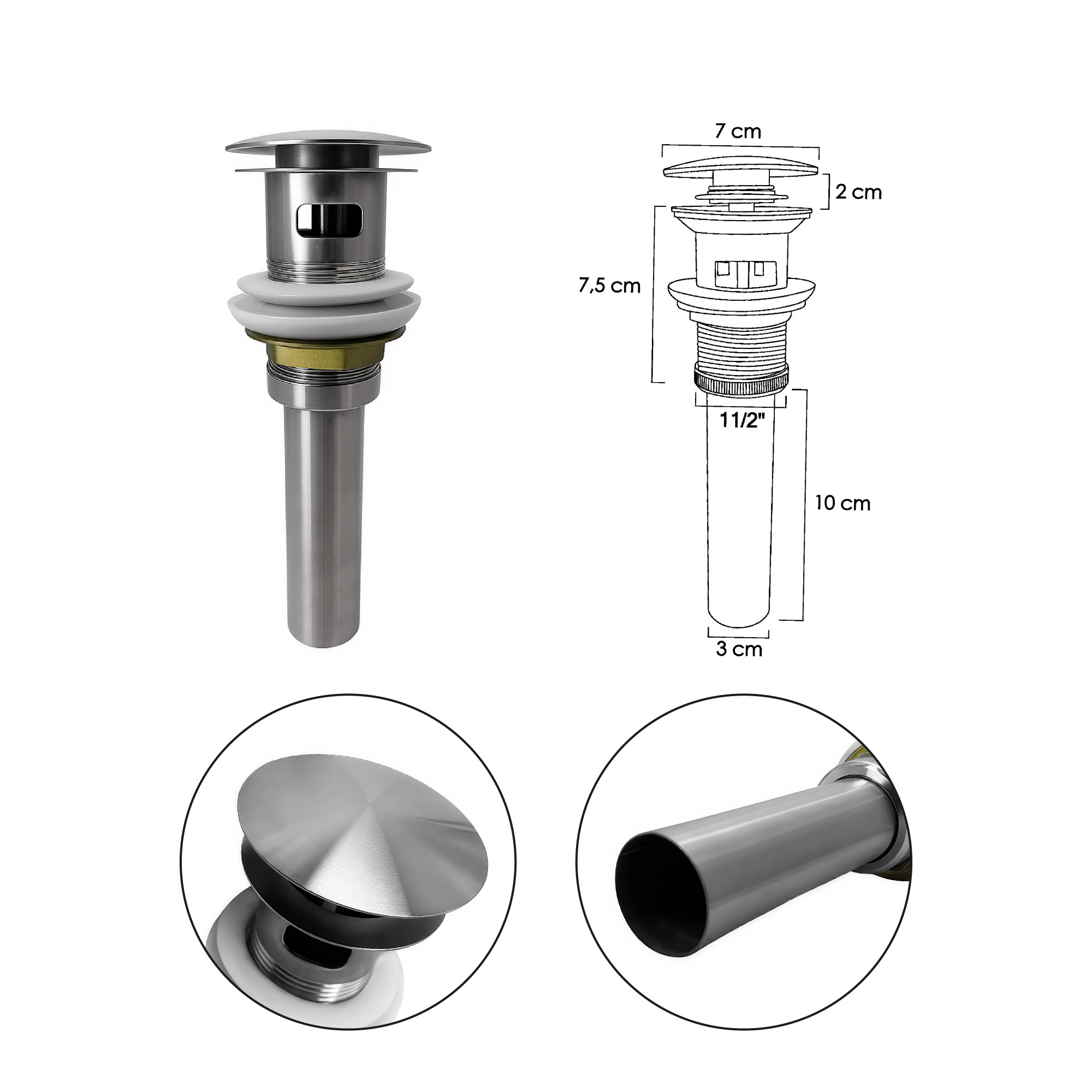 Combo Placa Lavamanos PL-53 + Push+ Sifón + Grifería C239