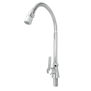 Llave Agua Fria Uso Mixto Cuello Flexible Cromo Brillante