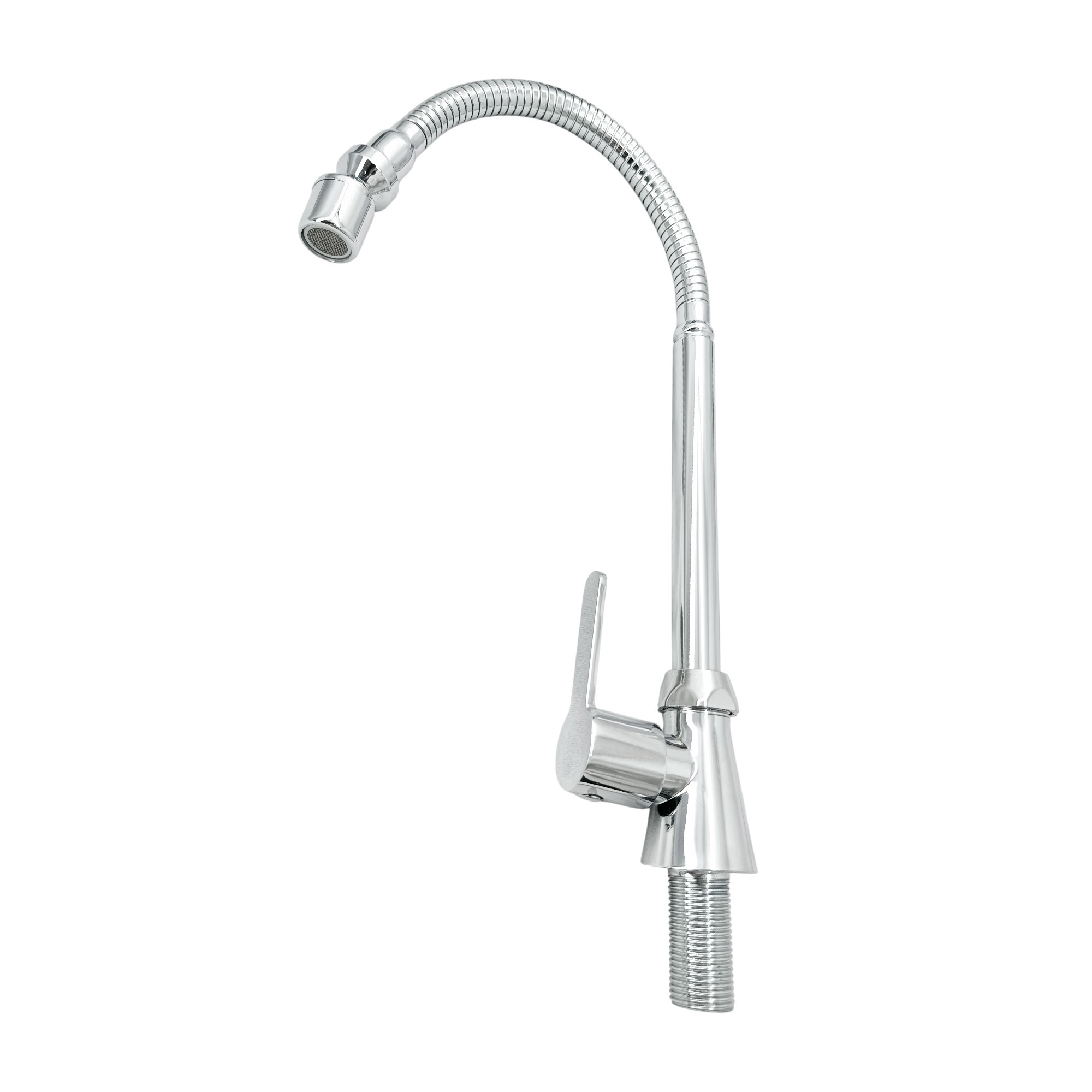 Llave Agua Fria Uso Mixto Cuello Flexible Cromo Brillante