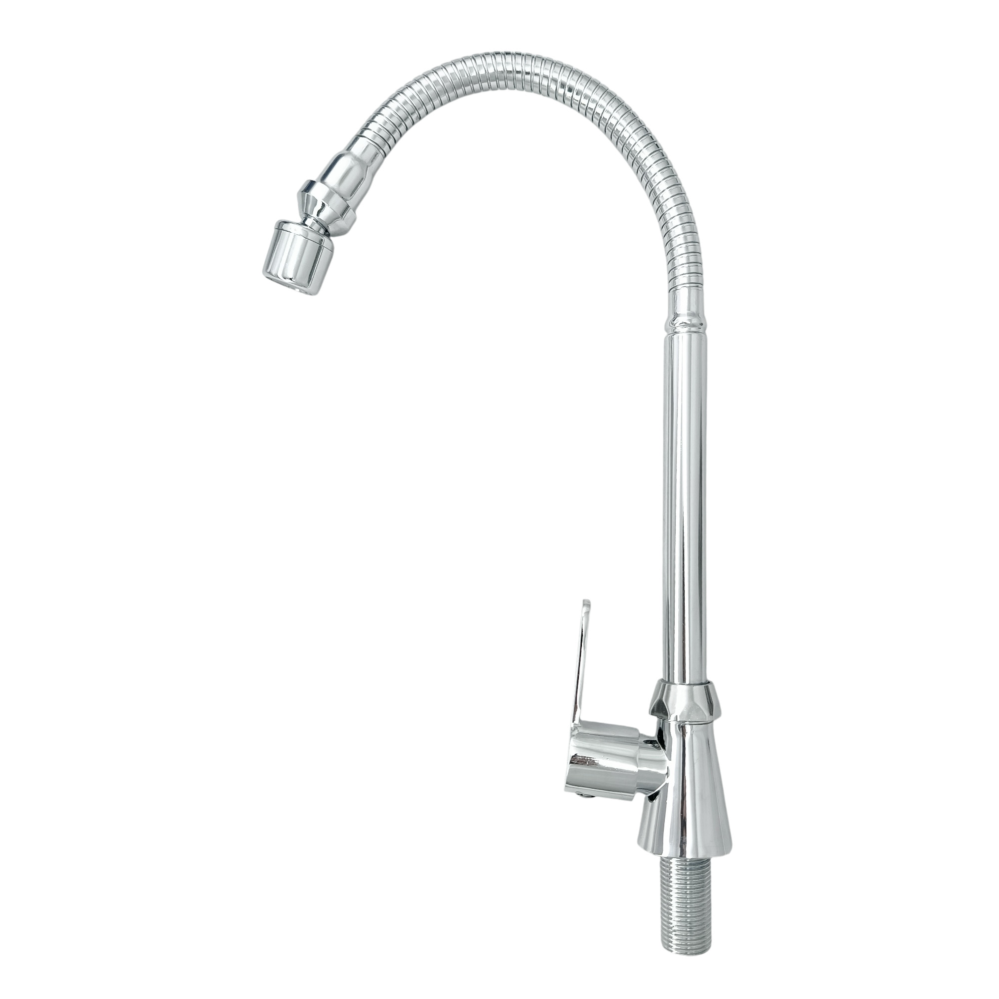 Llave Agua Fria Uso Mixto Cuello Flexible Cromo Brillante