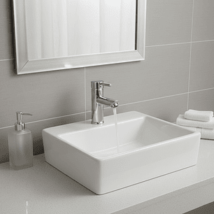 Combo Lavamanos Pequeño Rectangular+ Grifería Mezclador C710