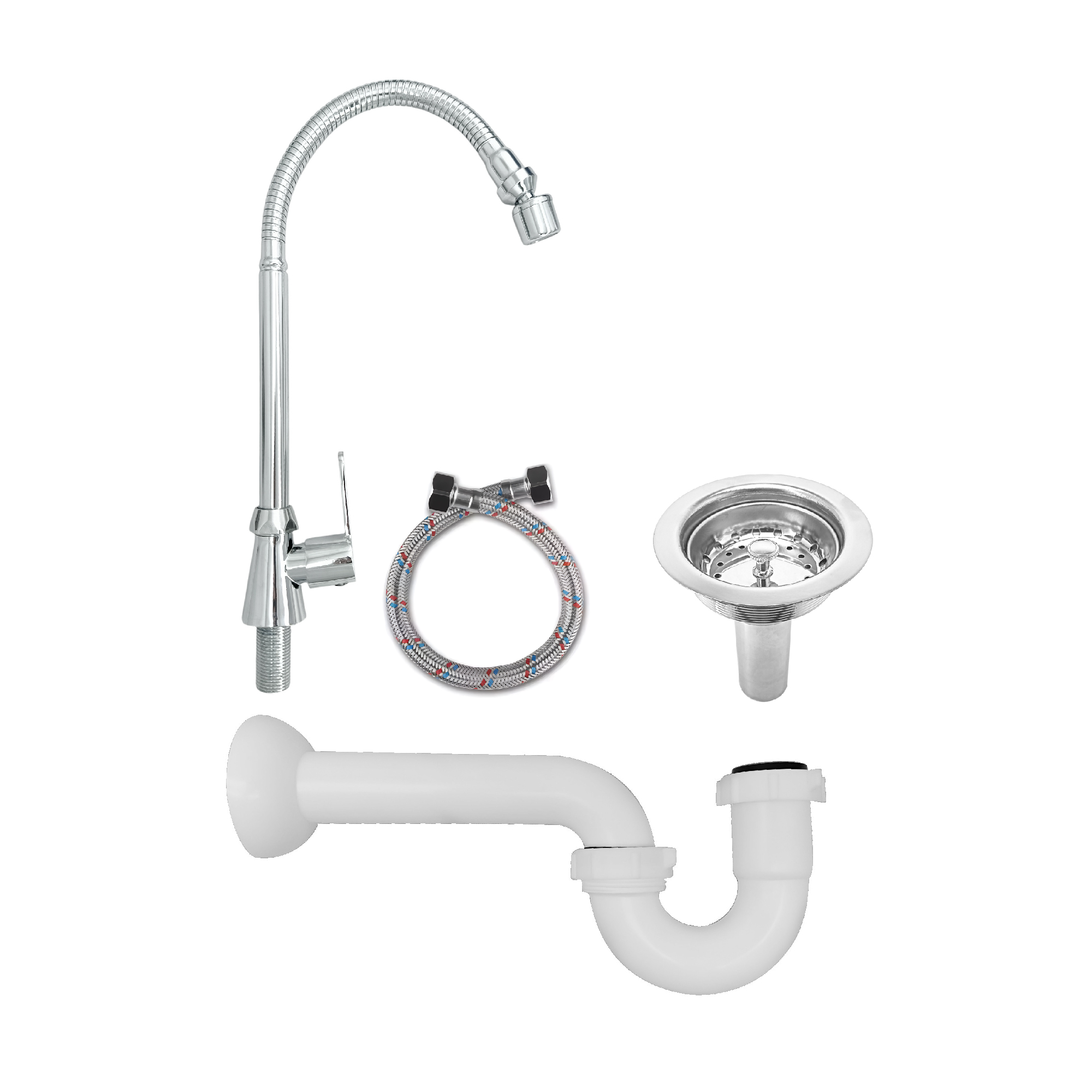 Kit Grifería Lavaplatos Agua Fría + Canastilla Desague C1208