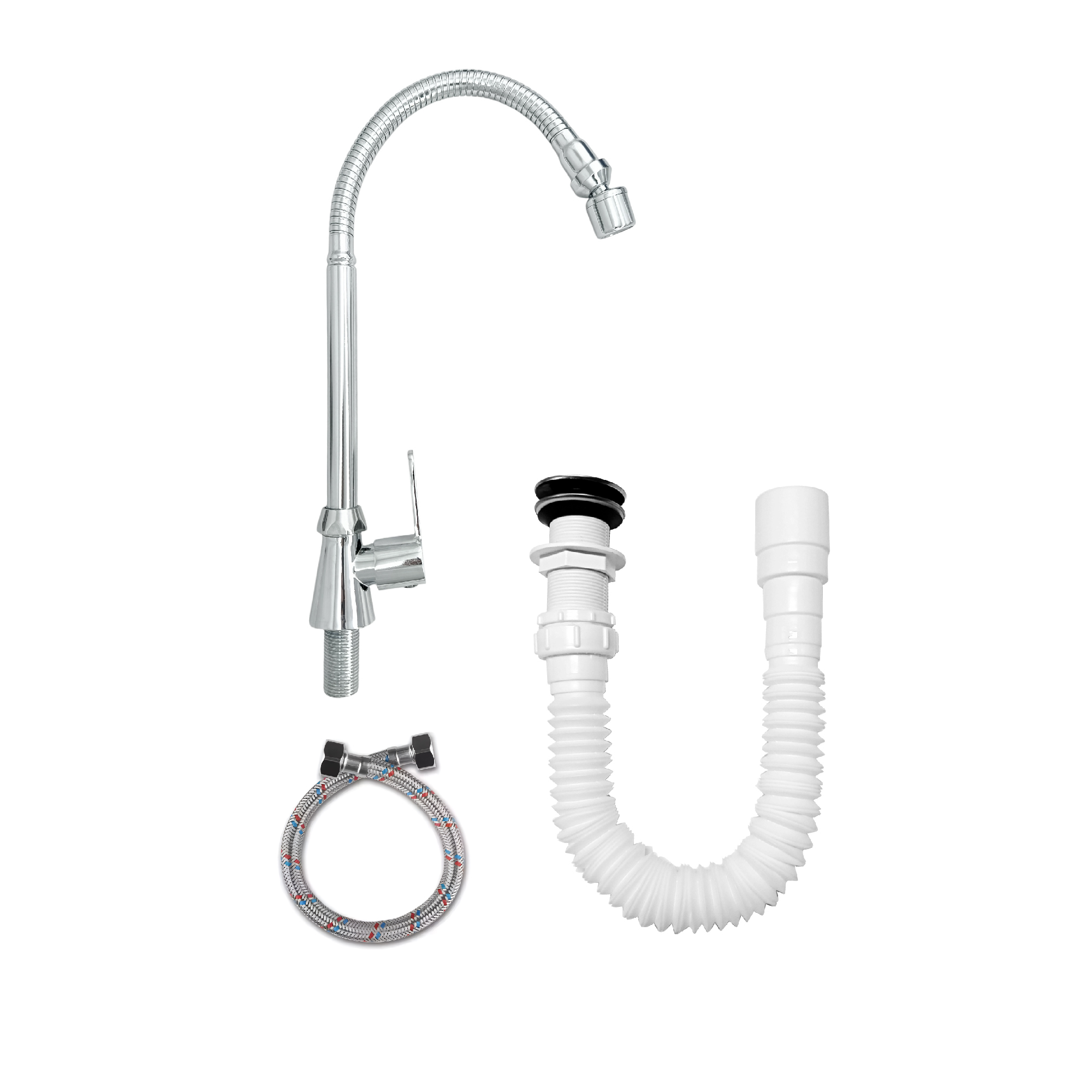 Kit Grifería Lavaplatos Agua Fría + Push + Acople C1209