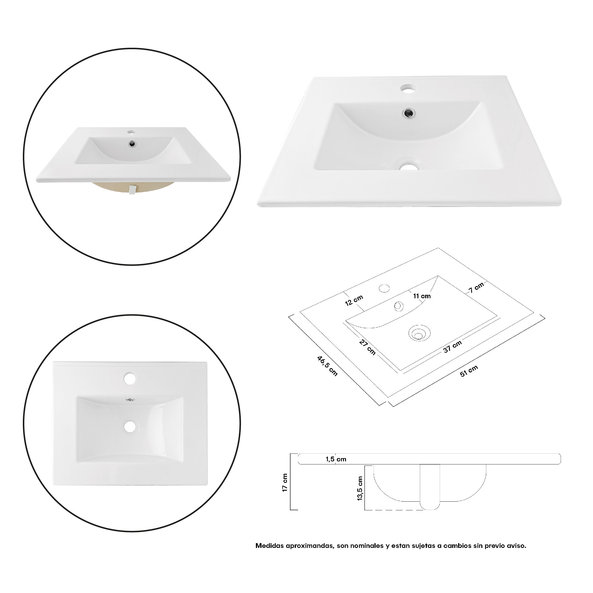 Combo Placa Lavamanos Pl-53 + Push+ Sifón + Grifería C155 Blanco
