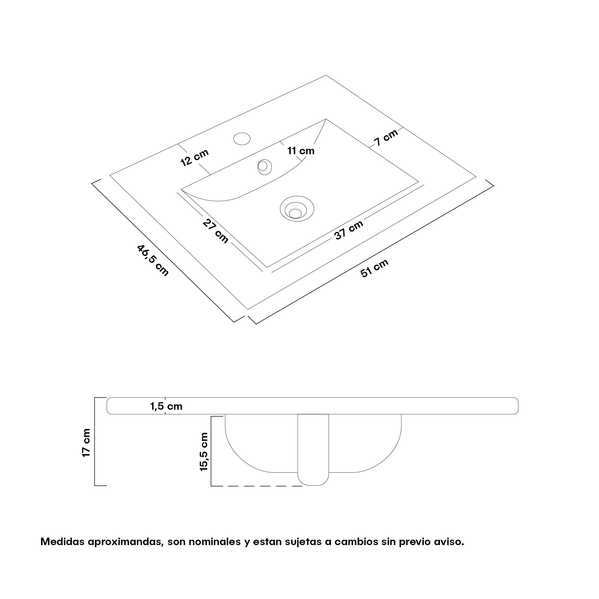 Placa Lavamanos Blanco Submontar PL-53 