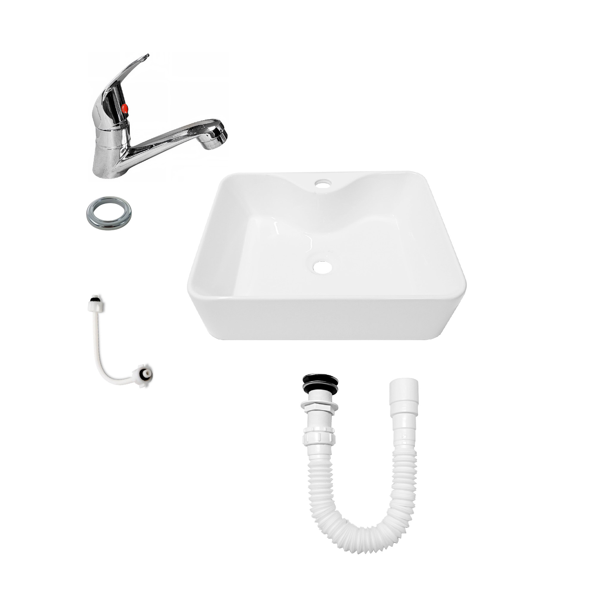 Combo Lavamanos Sobreponer + Griferia + Push + Sifon