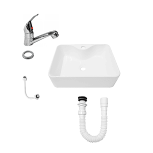 Combo Lavamanos Sobreponer + Griferia + Push + Sifon