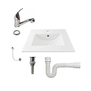 Combo Placa Lavamanos PL-53 + Push+ Sifón + Grifería C044