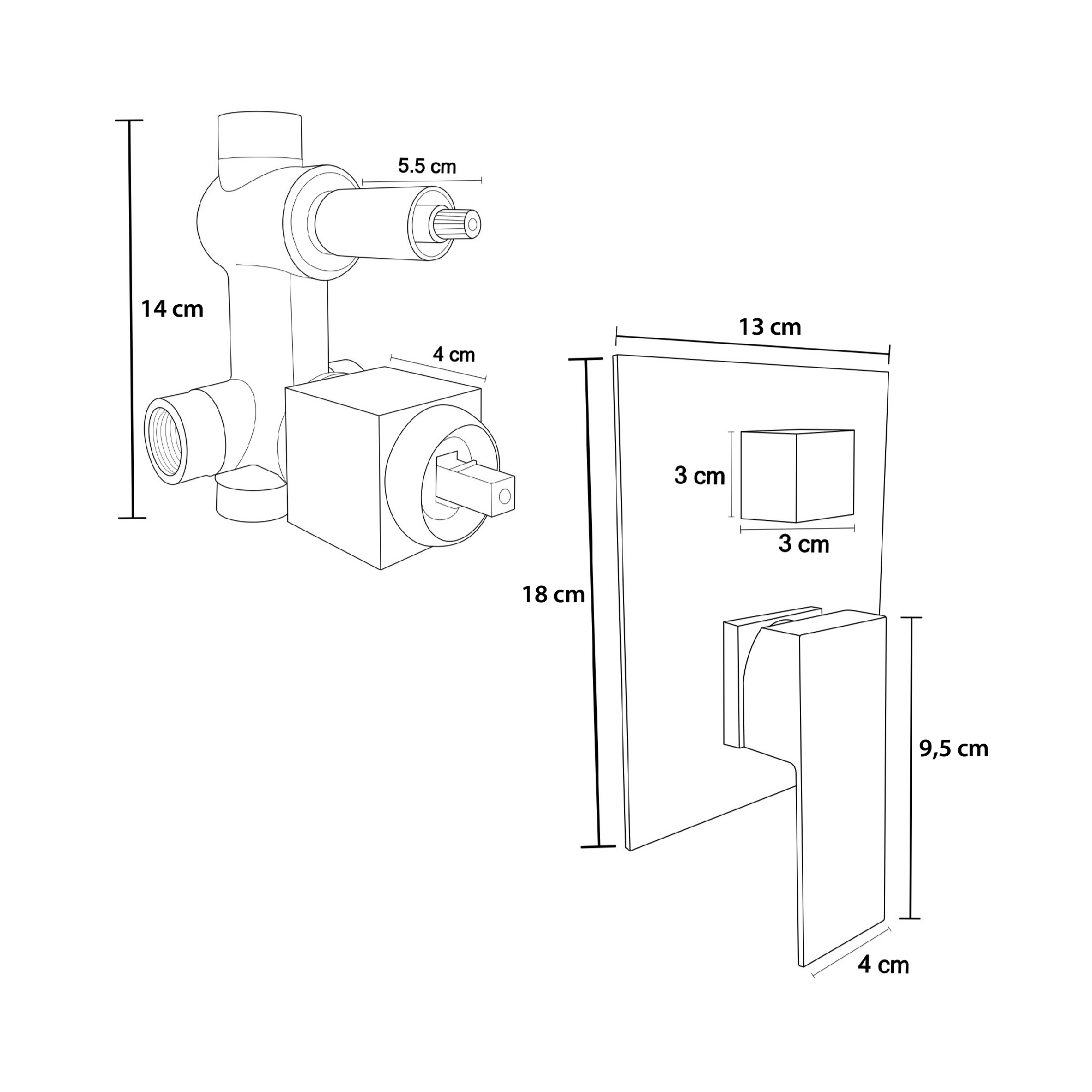 Monomando Mezclador Desviador Negro