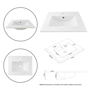 Combo Placa Lavamanos Blanco + Grifería Mezclador Negro C650