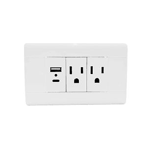 Toma + Conector Usb Doble Blanco