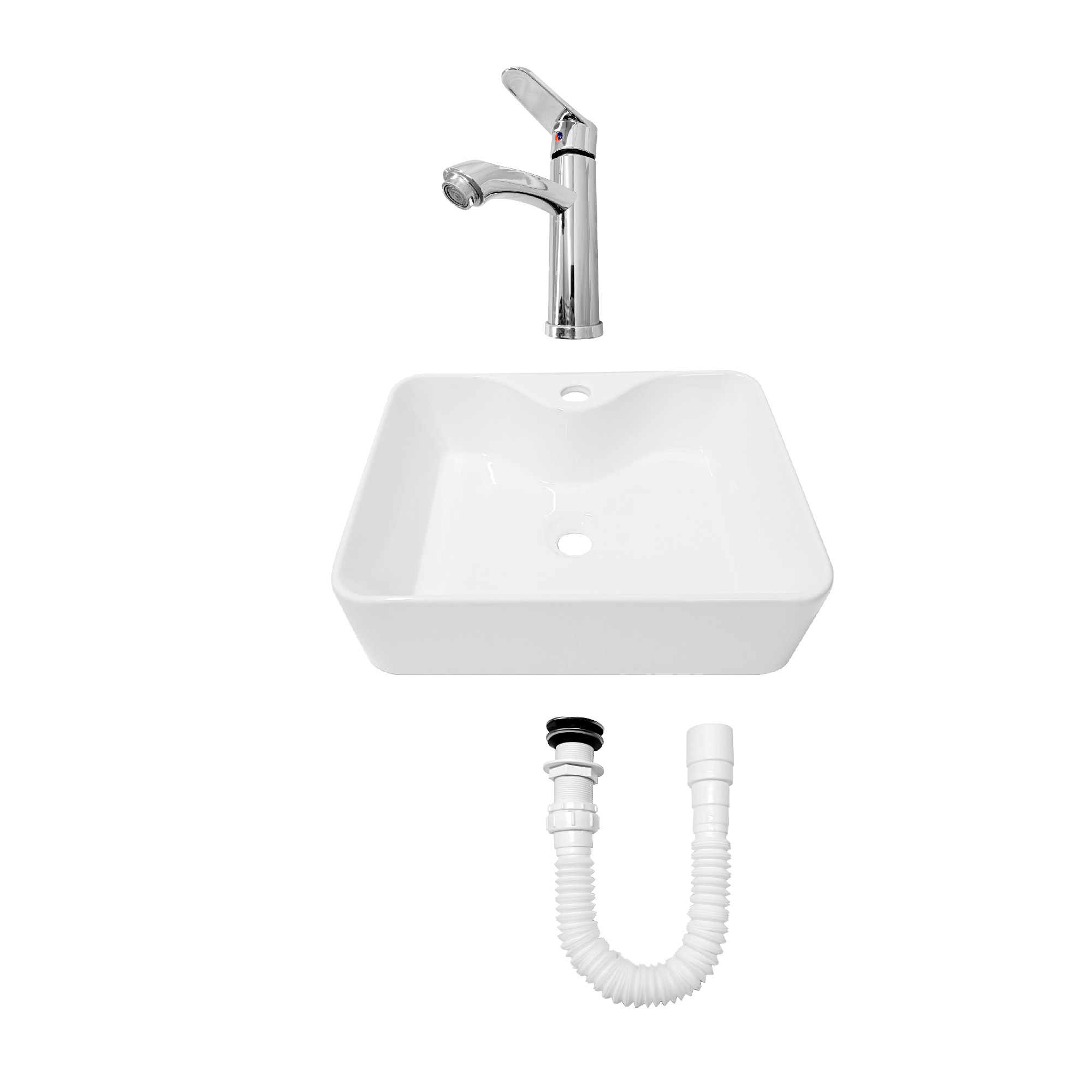 Combo Lavamanos Pequeño Rectangular+griferia Mezcladora C729