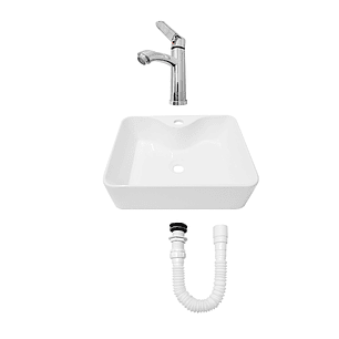 Combo Lavamanos Pequeño Rectangular+griferia Mezcladora C729