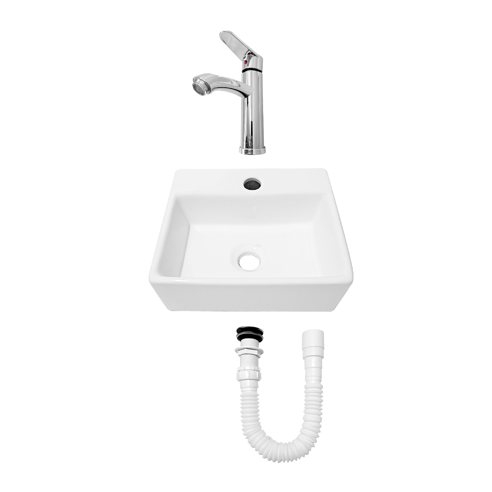 Combo Lavamanos Pequeño Rectangular+griferia Mezcladora C707