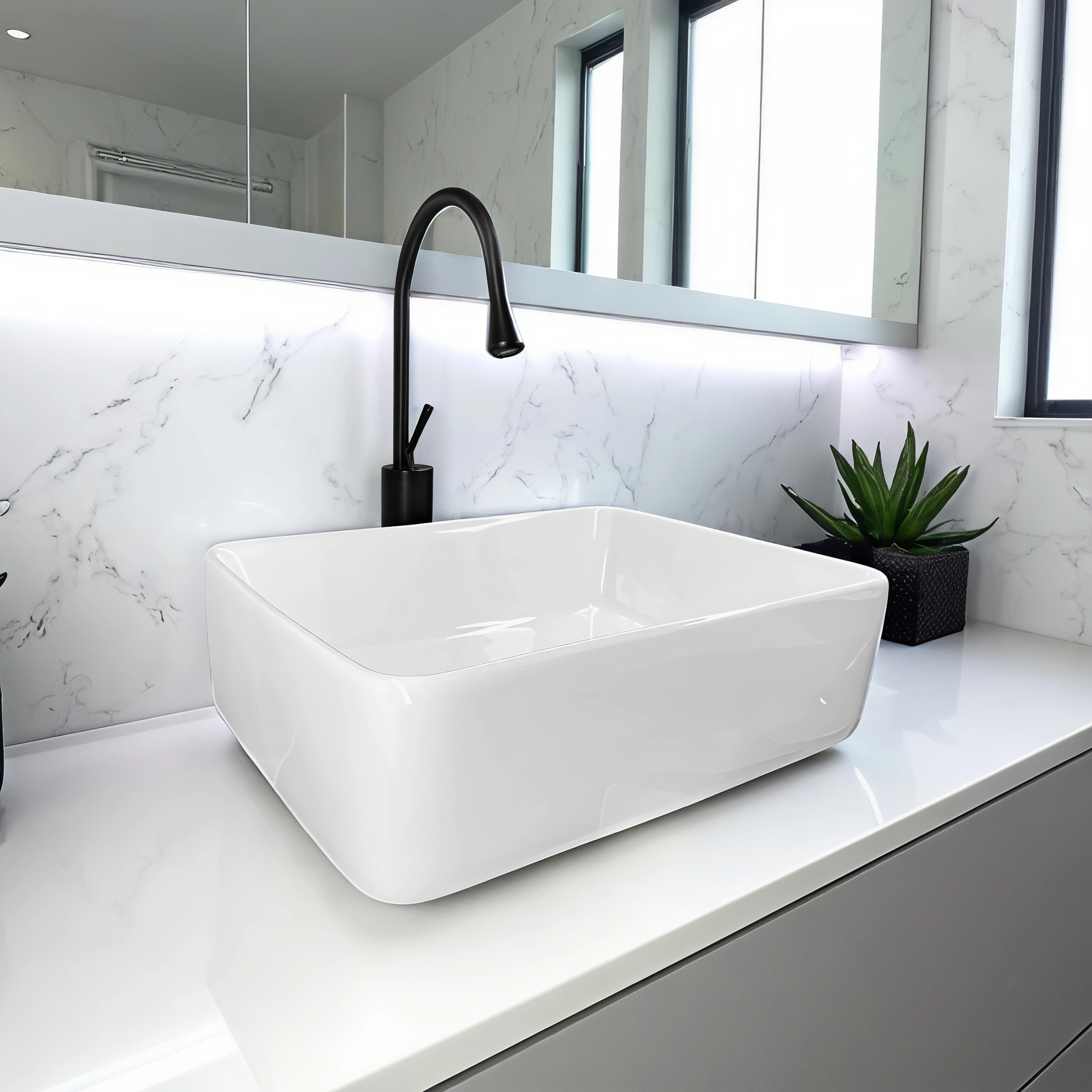 Combo Lavamanos Y Griferia De Lujo Negro C869