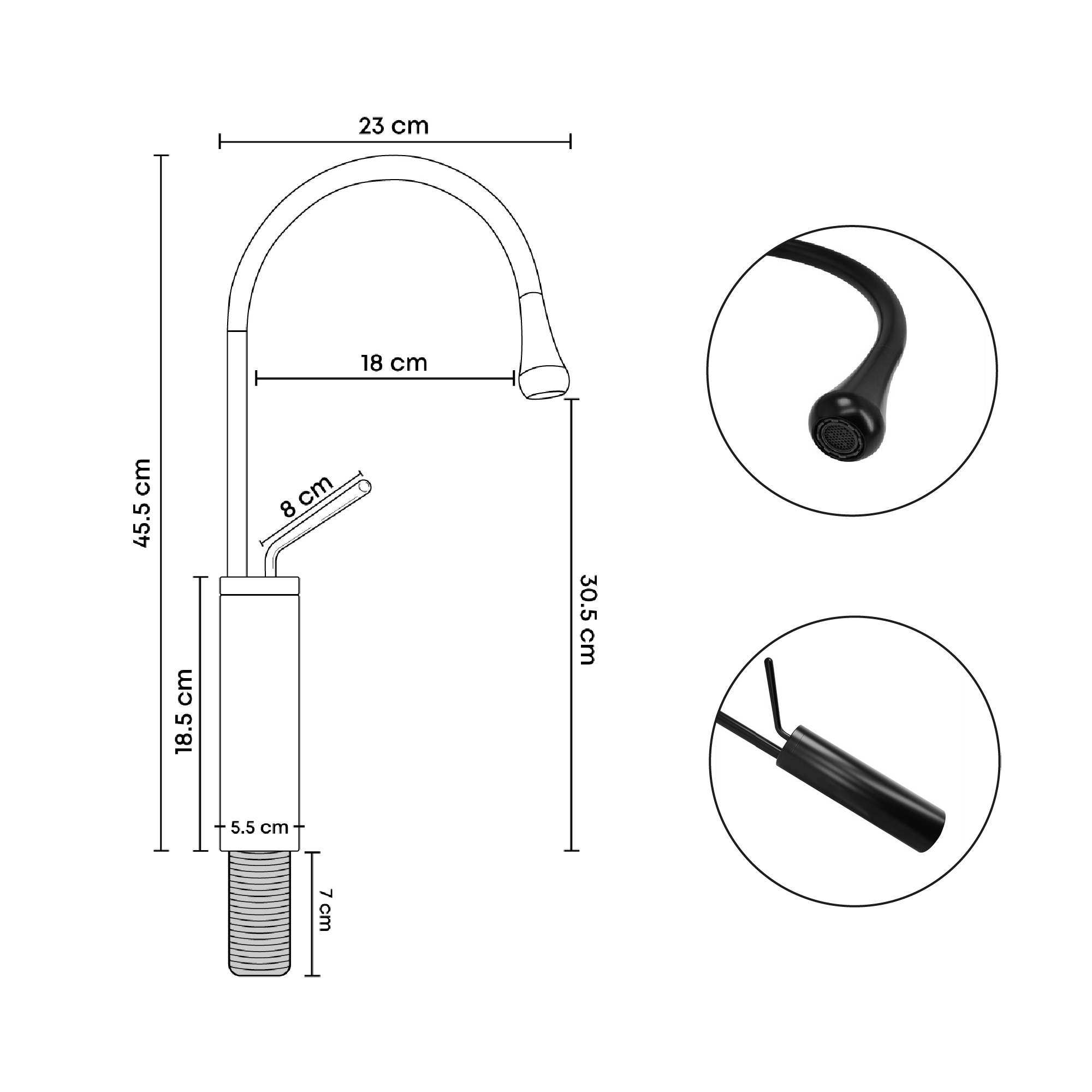 Grifería Lavaplatos Cuello Cisne Negra Mezclador De Lujo
