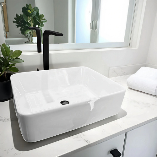 Combo Lavamanos Y Griferia De Lujo Negro C882