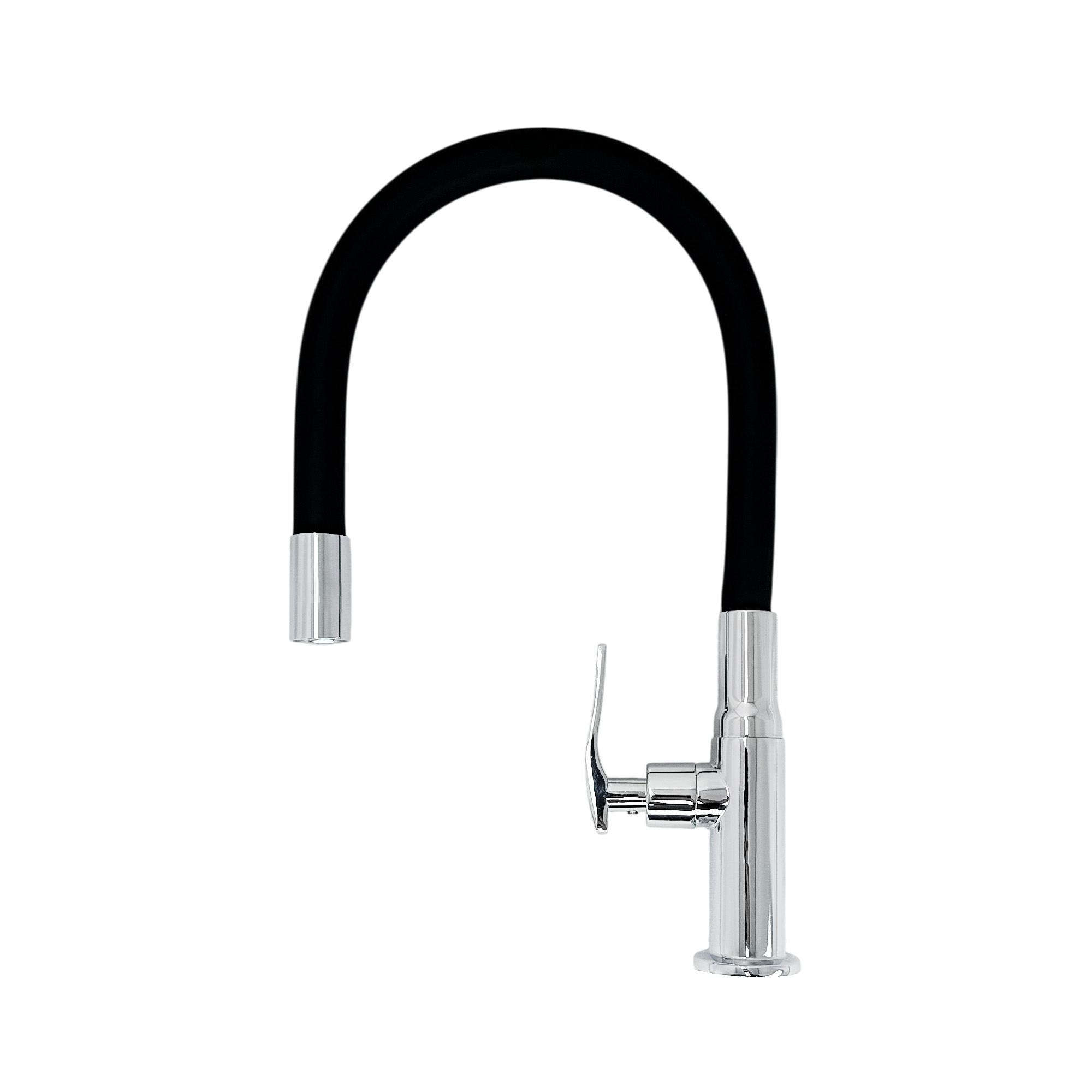 Griferia Lavaplatos Agua Fria Cuello Flexible Manguera Negra 