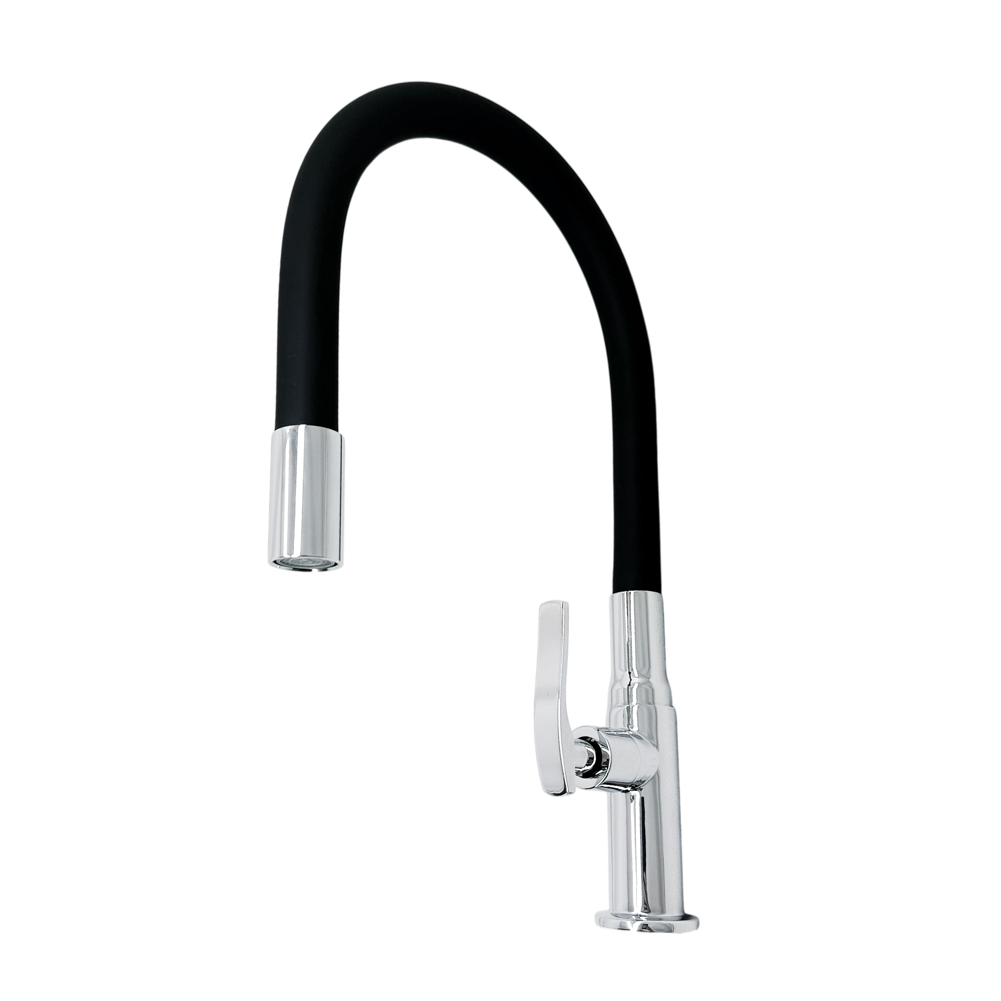 Griferia Lavaplatos Agua Fria Cuello Flexible Manguera Negra 