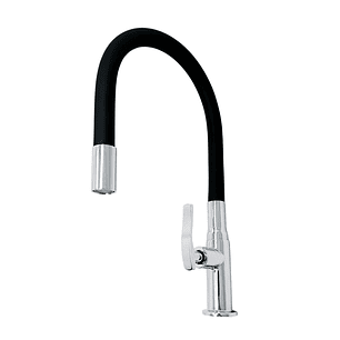 Griferia Lavaplatos Agua Fria Cuello Flexible Manguera Negra 