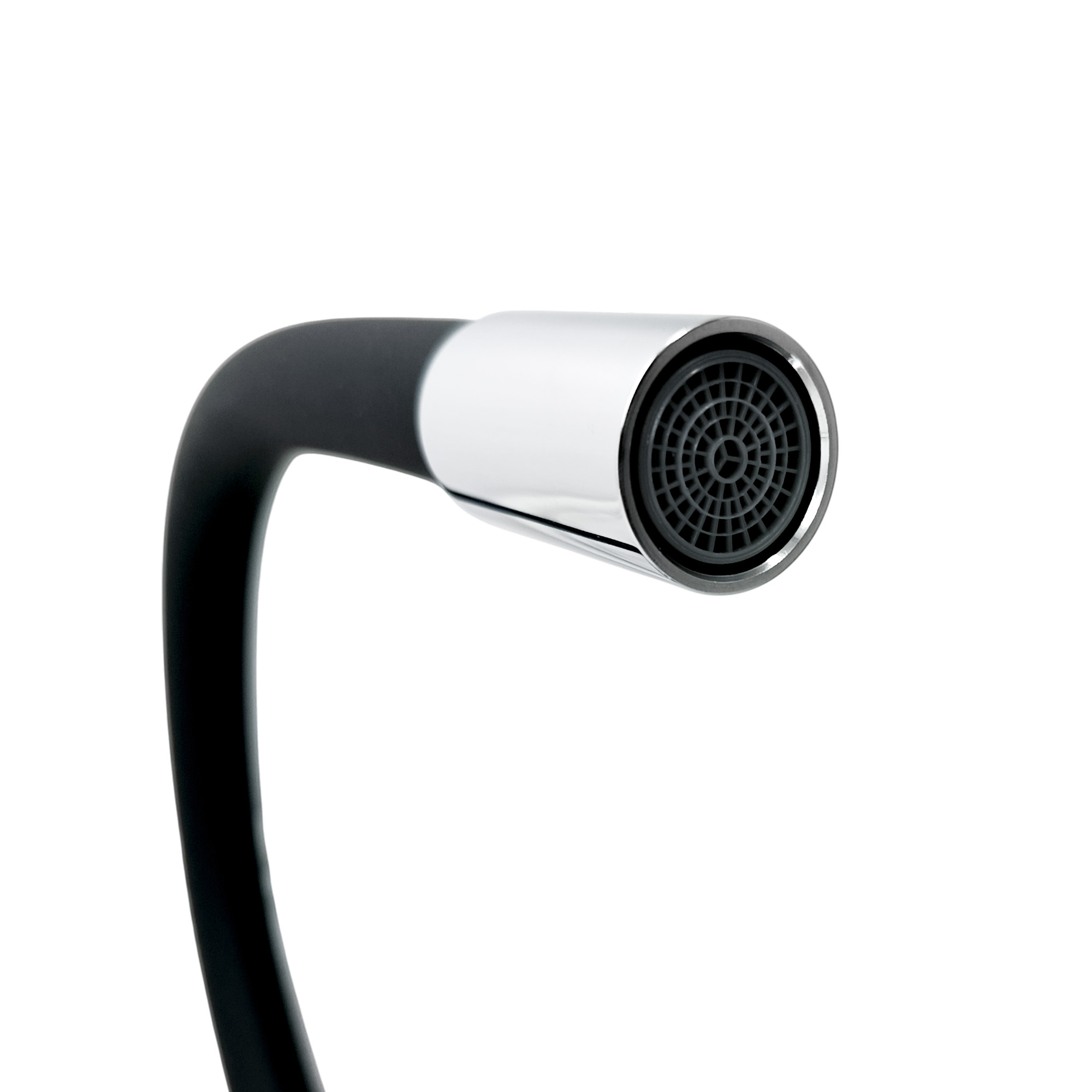 Griferia Lavaplatos Agua Fria Cuello Flexible Manguera Negra 