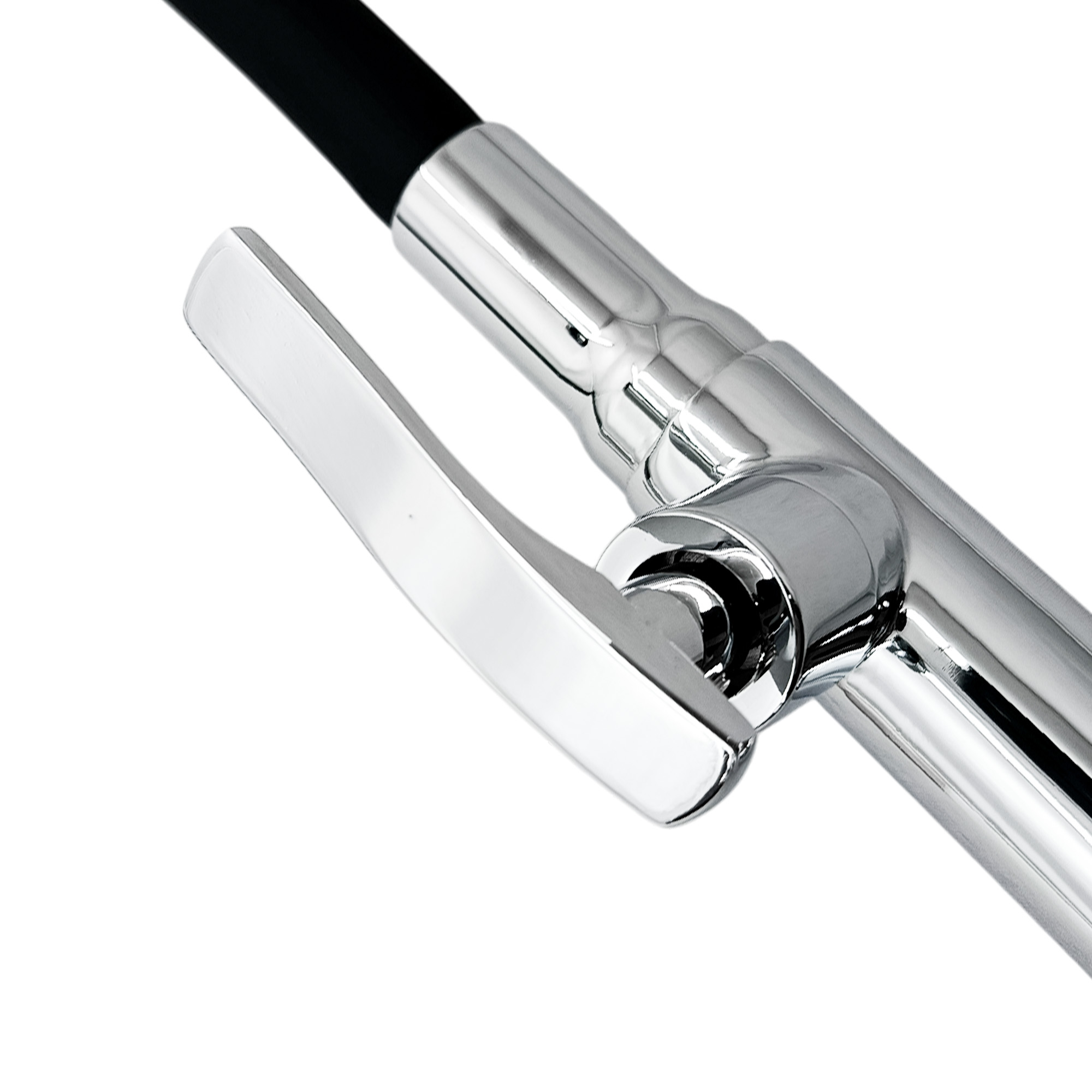 Griferia Lavaplatos Agua Fria Cuello Flexible Manguera Negra 