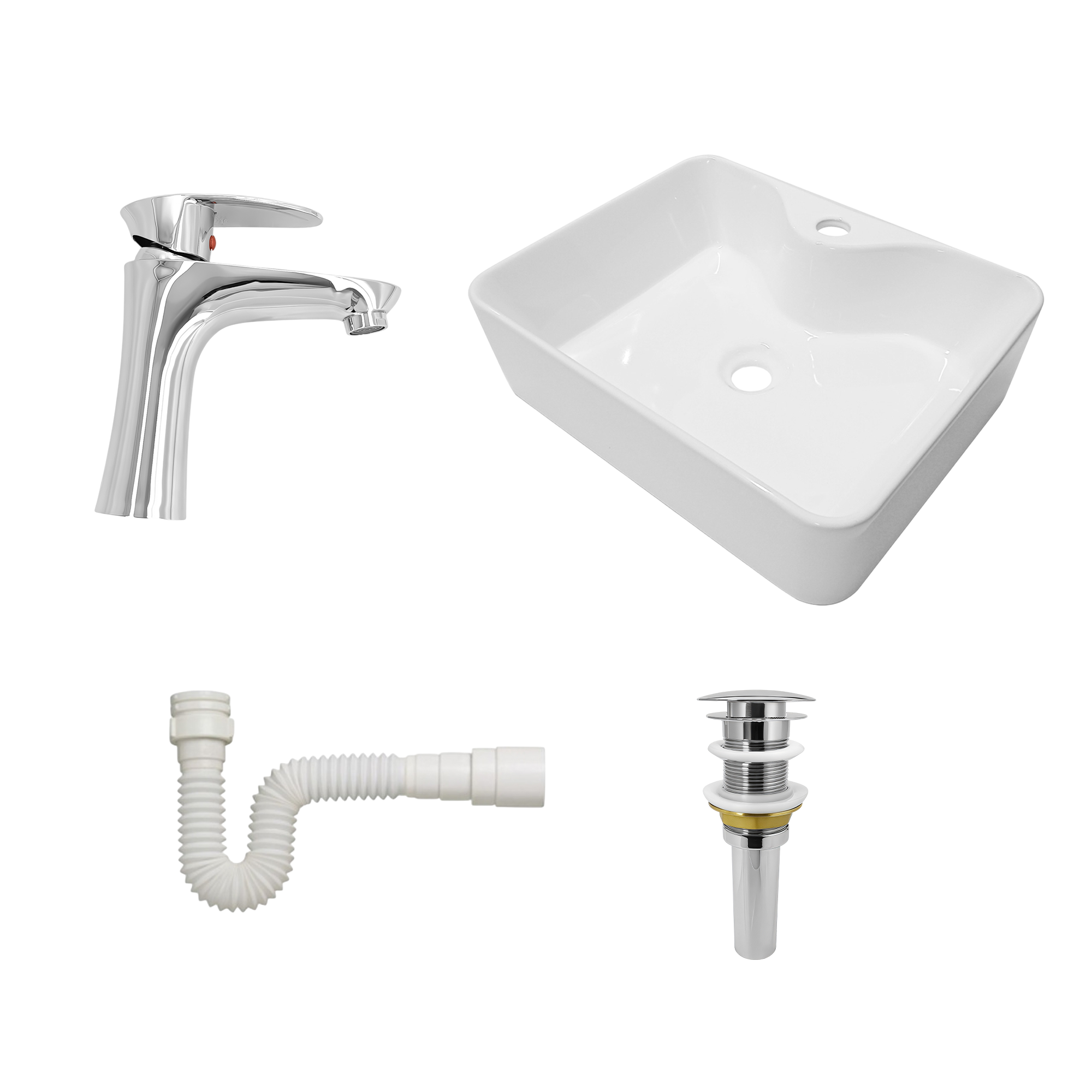 Combo Lavamanos + Grifería Mezclador Y Desagüe C1220