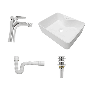 Combo Lavamanos + Grifería Mezclador Y Desagüe C1220