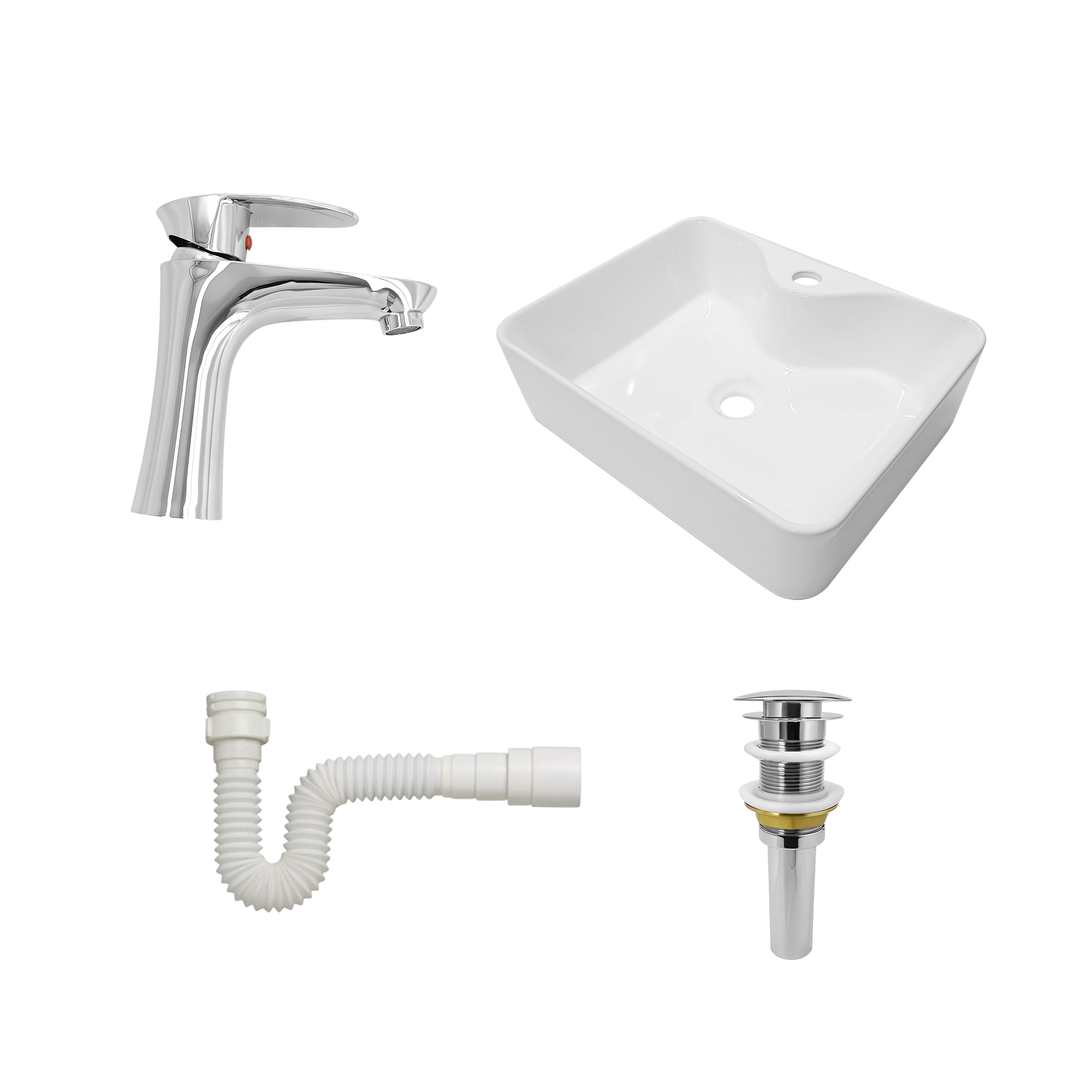 Combo Lavamanos + Grifería Mezclador y Desagüe C1221