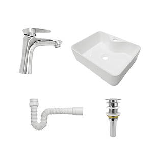 Combo Lavamanos + Grifería Mezclador y Desagüe C1221