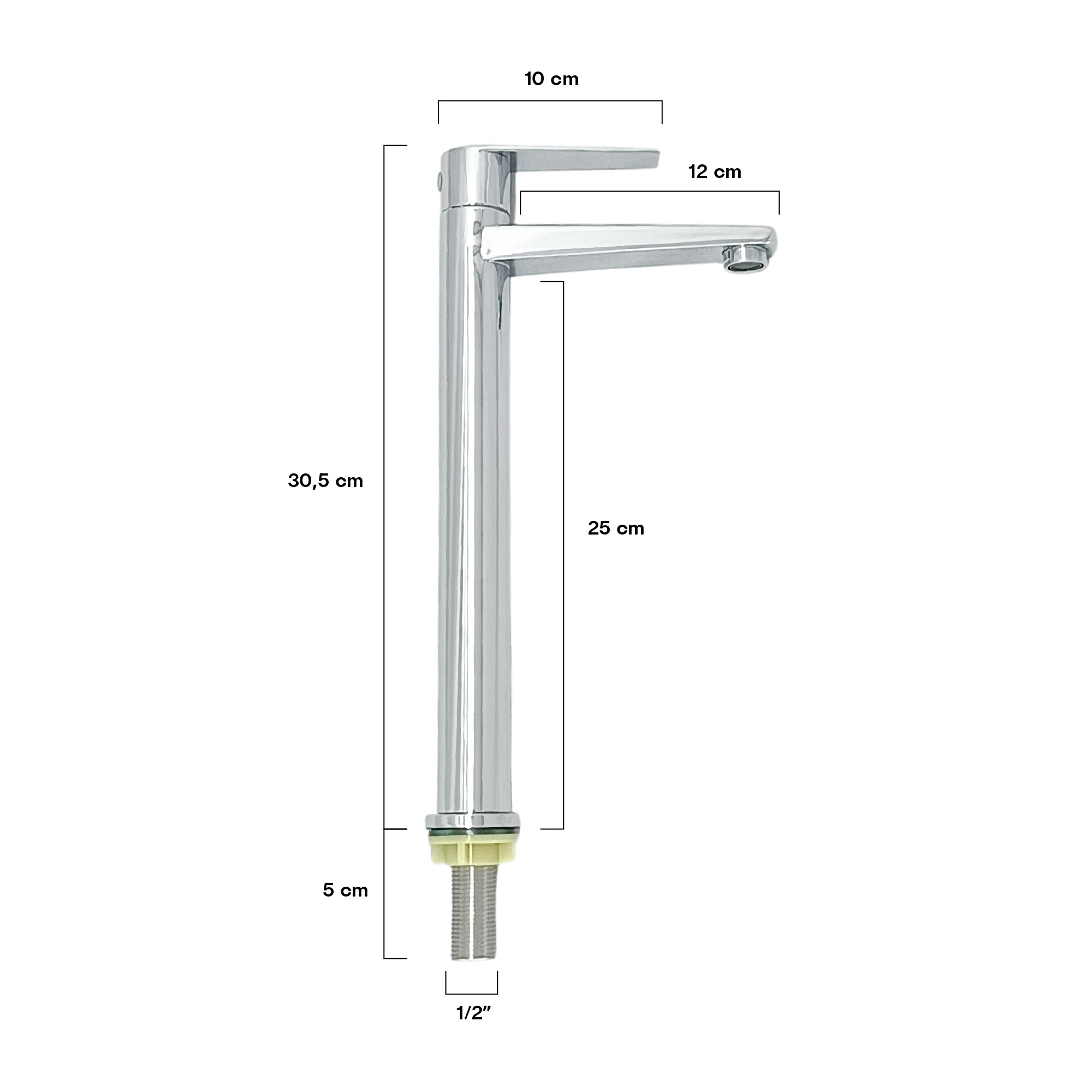 Griferia Lavamanos Alta Agua Fria Cromada Ccol-0603