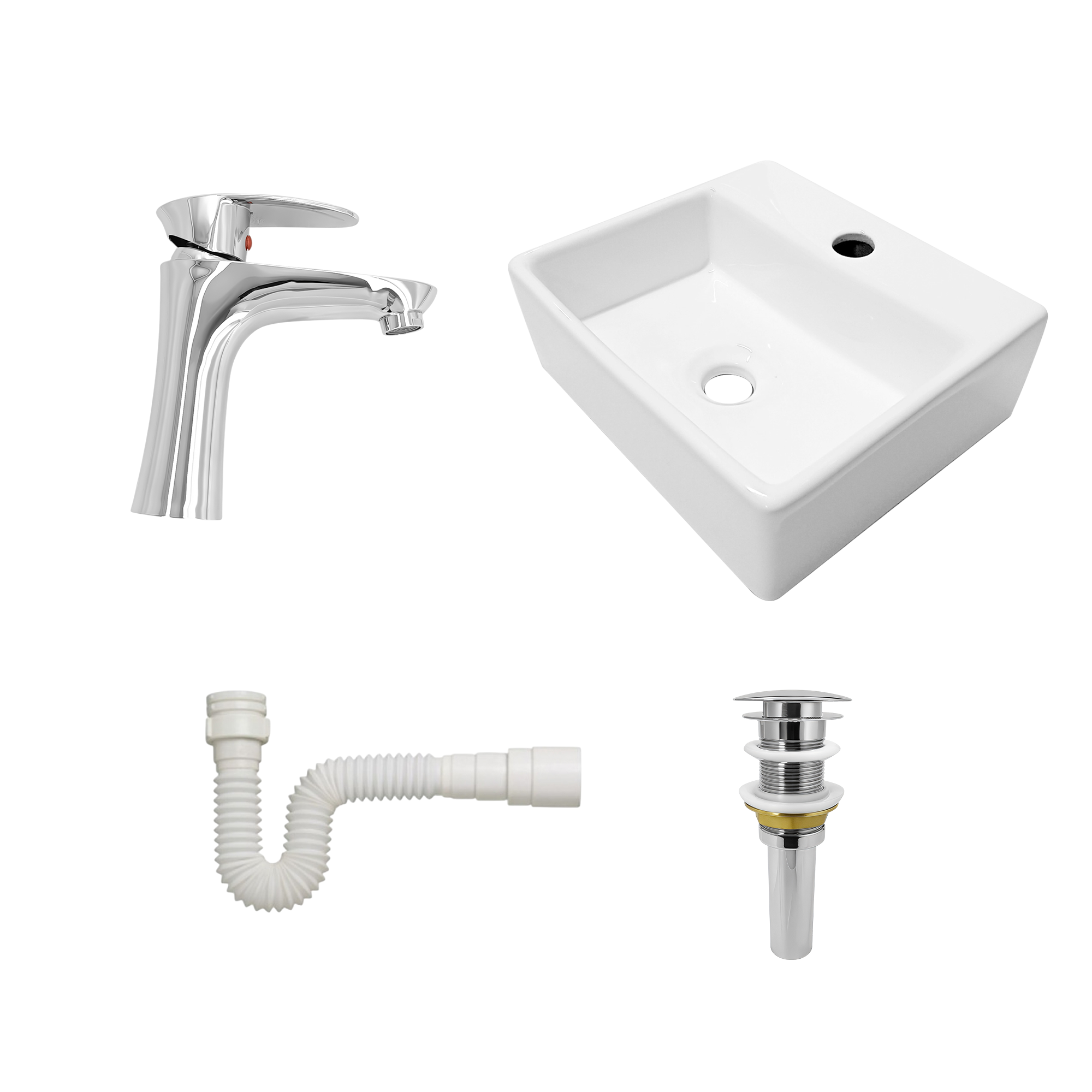 Combo Lavamanos + Grifería Mezclador y Desagüe C1222