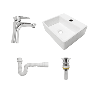 Combo Lavamanos + Grifería Mezclador y Desagüe C1222