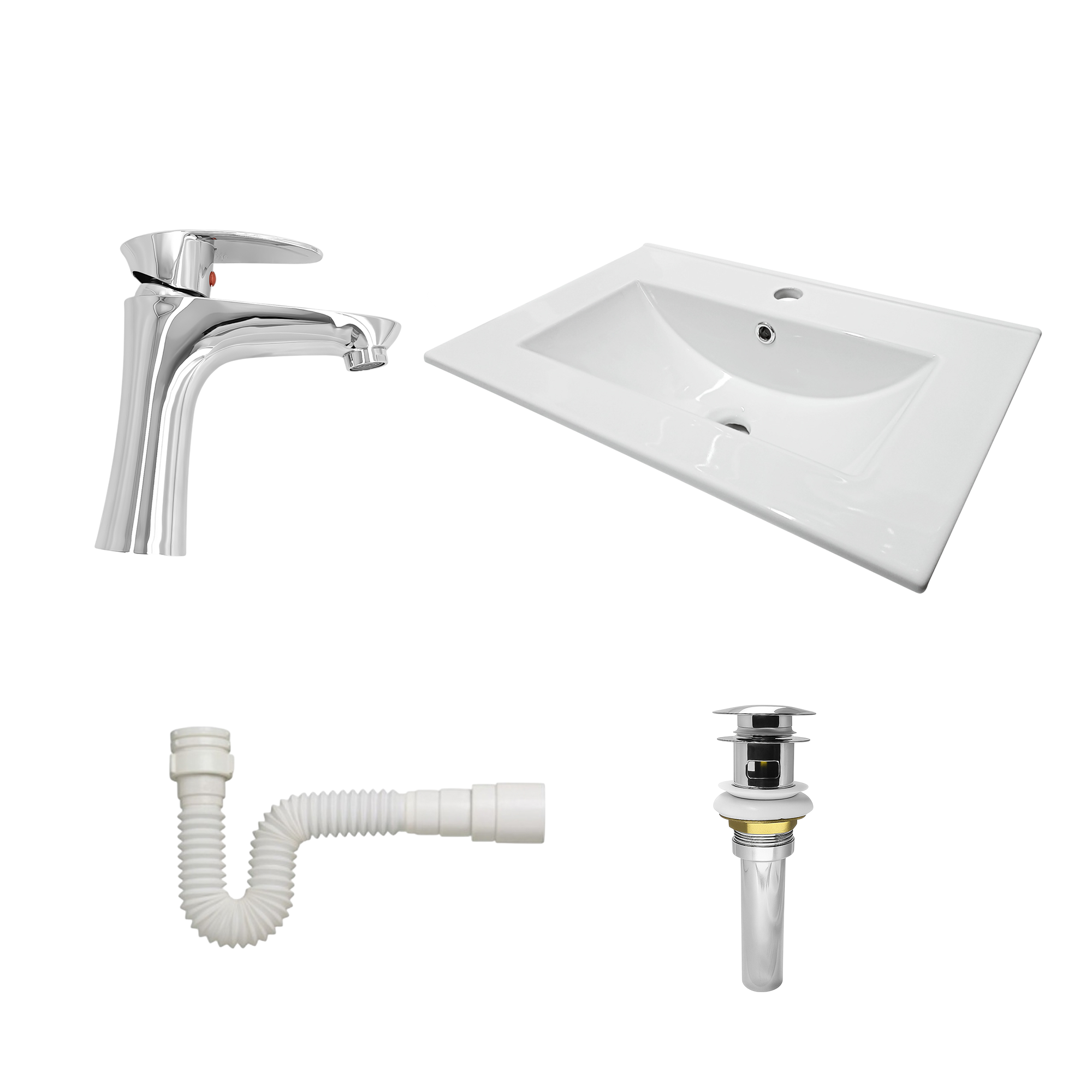 Combo Lavamanos + Grifería Mezclador y Desagüe C1225