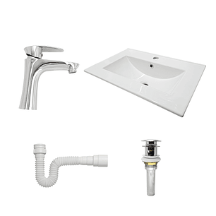 Combo Lavamanos + Grifería Mezclador y Desagüe C1225