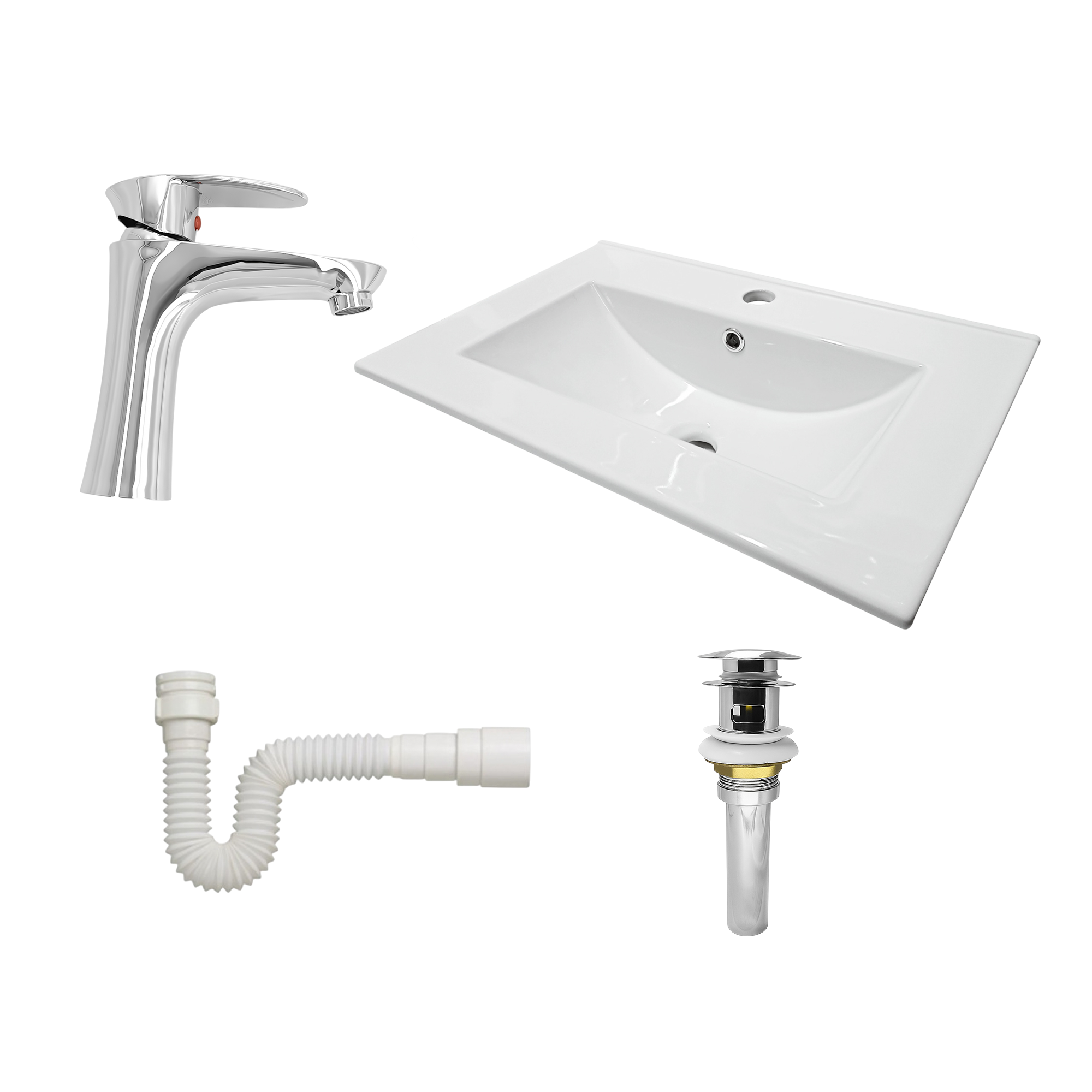 Combo Lavamanos + Grifería Mezclador y Desagüe C1226