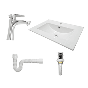 Combo Lavamanos + Grifería Mezclador y Desagüe C1226