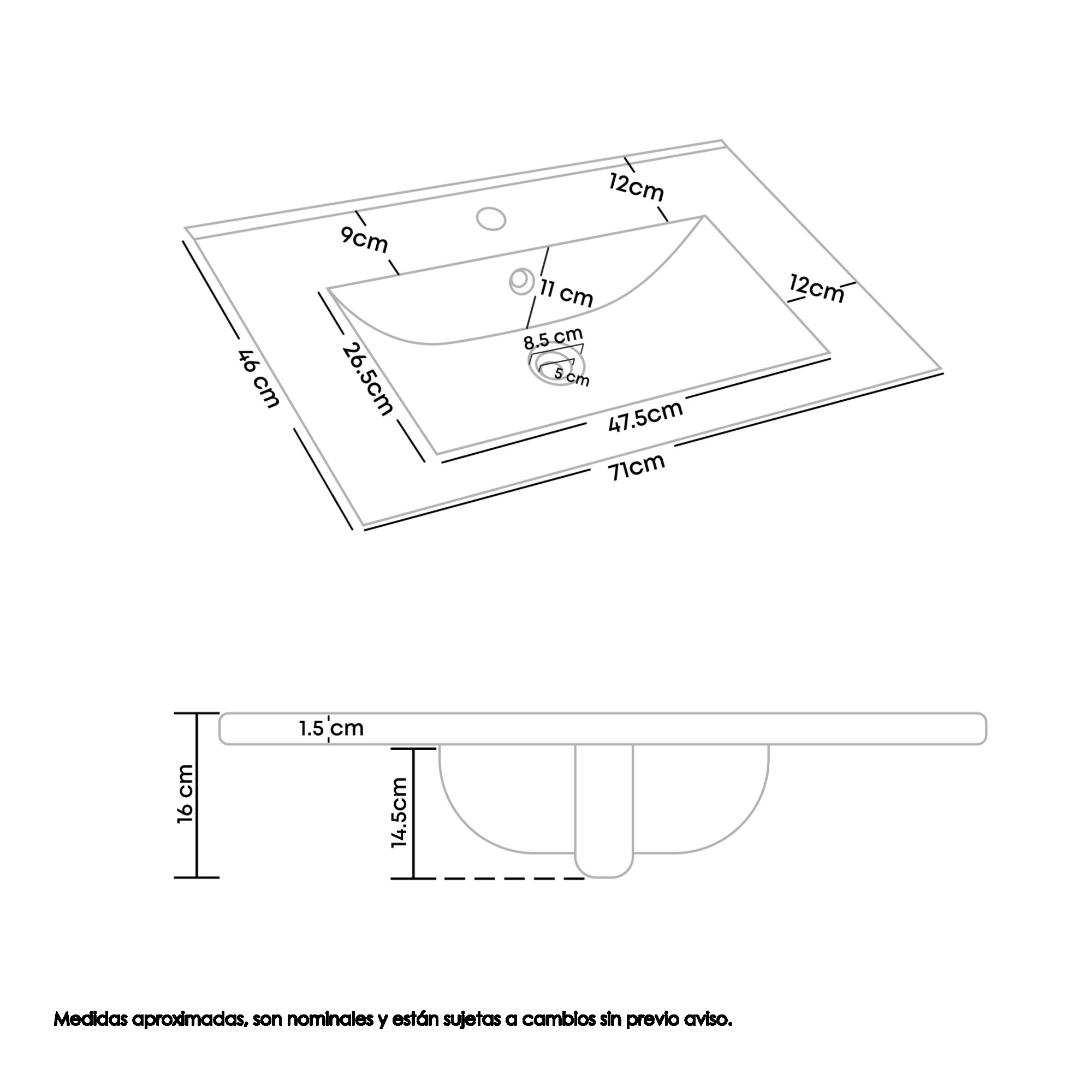 Combo Lavamanos + Grifería Mezclador y Desagüe C1227