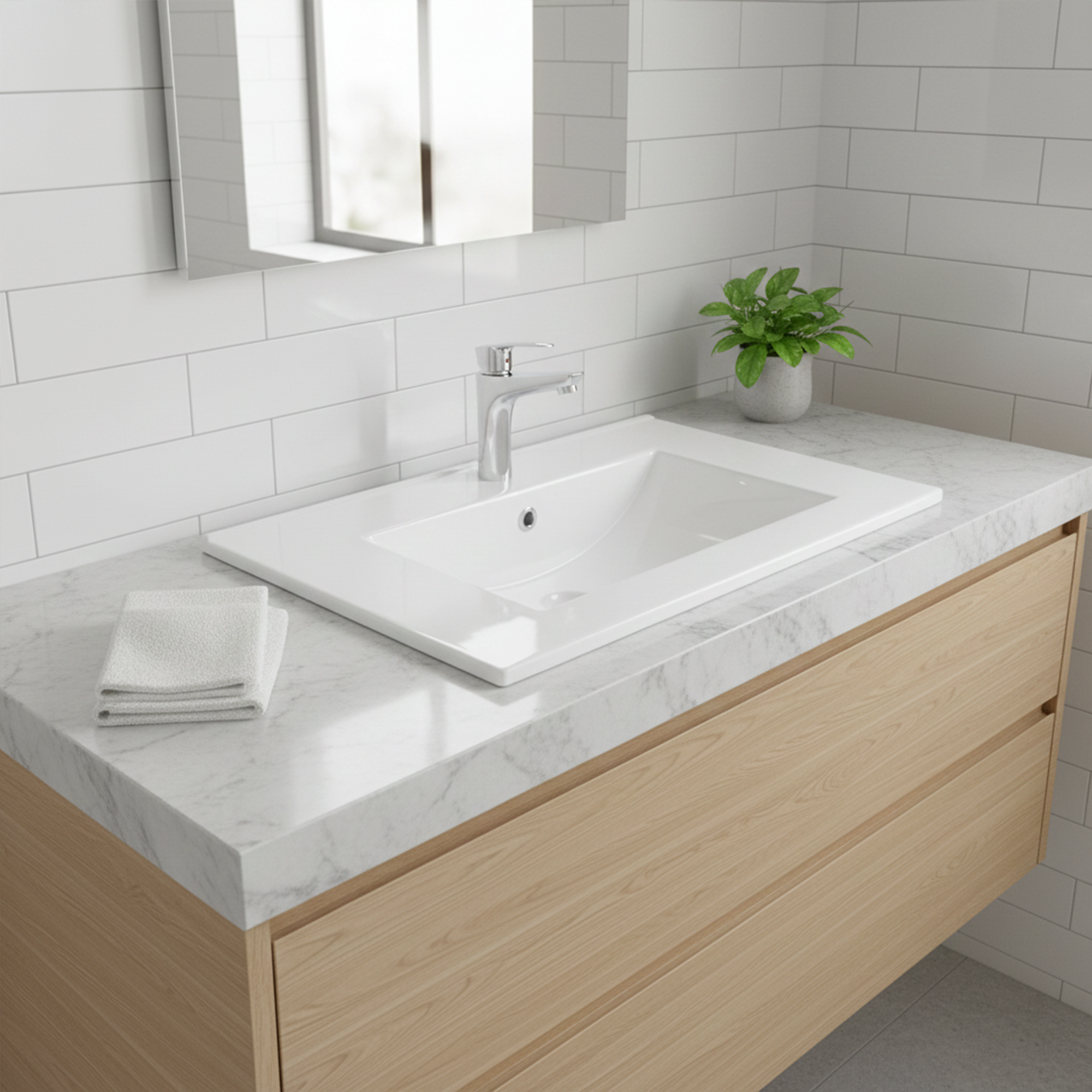 Combo Lavamanos + Grifería Mezclador y Desagüe C1227