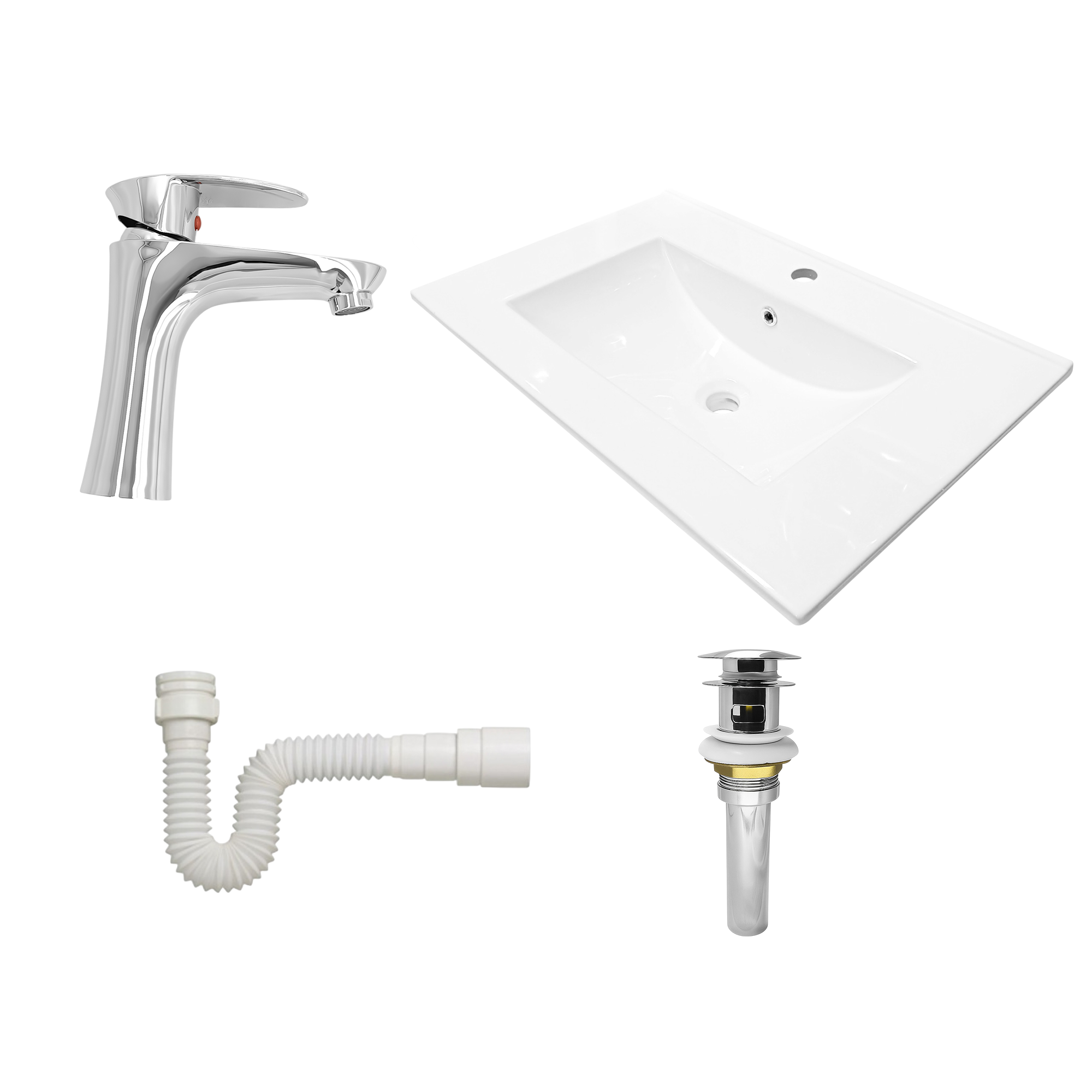 Combo Lavamanos + Grifería Mezclador y Desagüe C1227