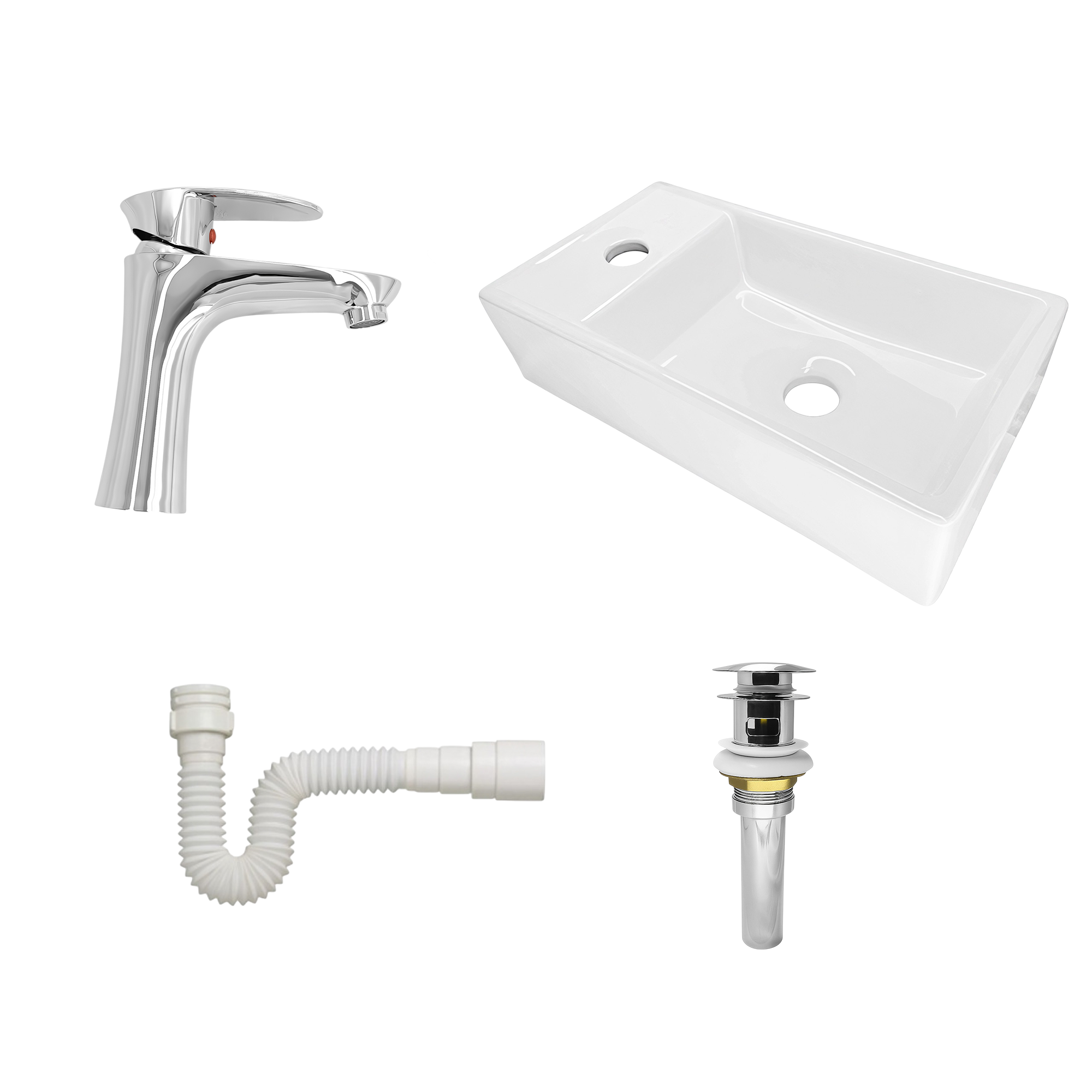 Combo Lavamanos + Grifería Mezclador y Desagüe C1228 