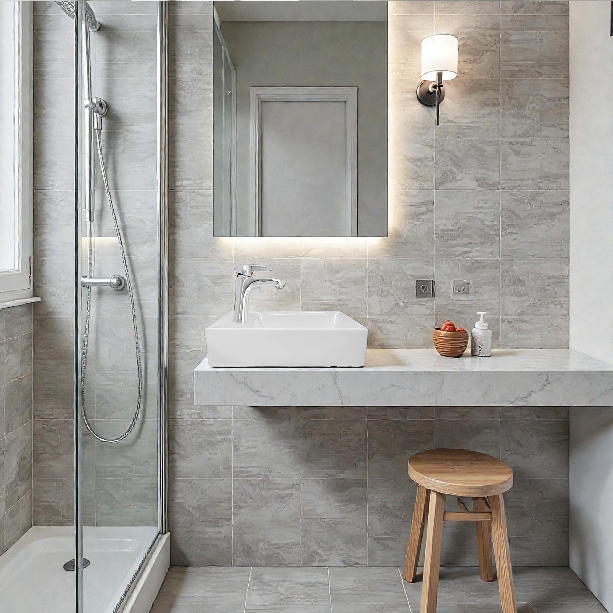 Combo Lavamanos + Grifería Mezclador y Desagüe C1228 