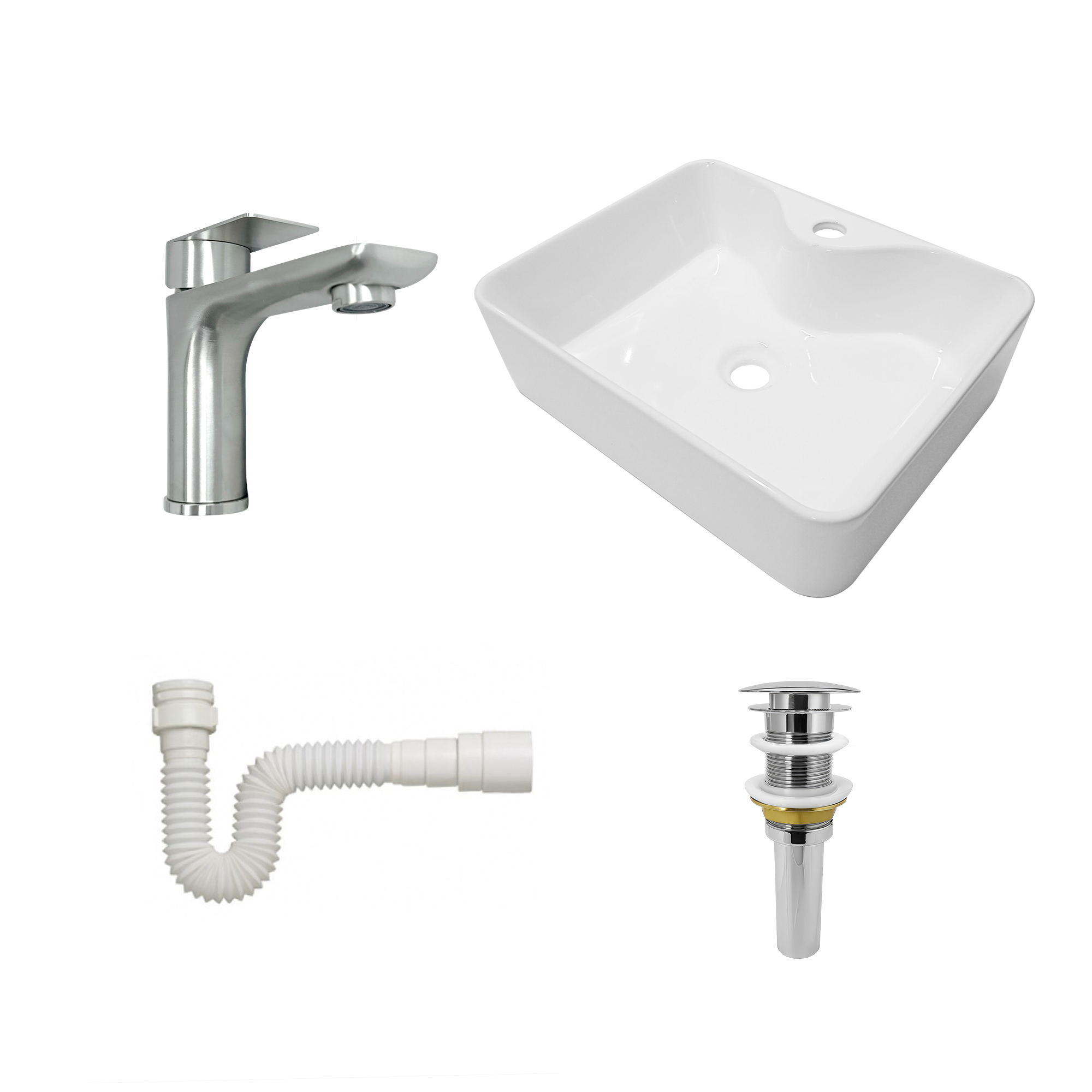 Combo Lavamanos + Grifería Mezclador y Desagüe C1229