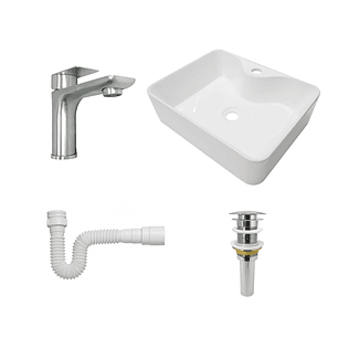 Combo Lavamanos + Grifería Mezclador y Desagüe C1229