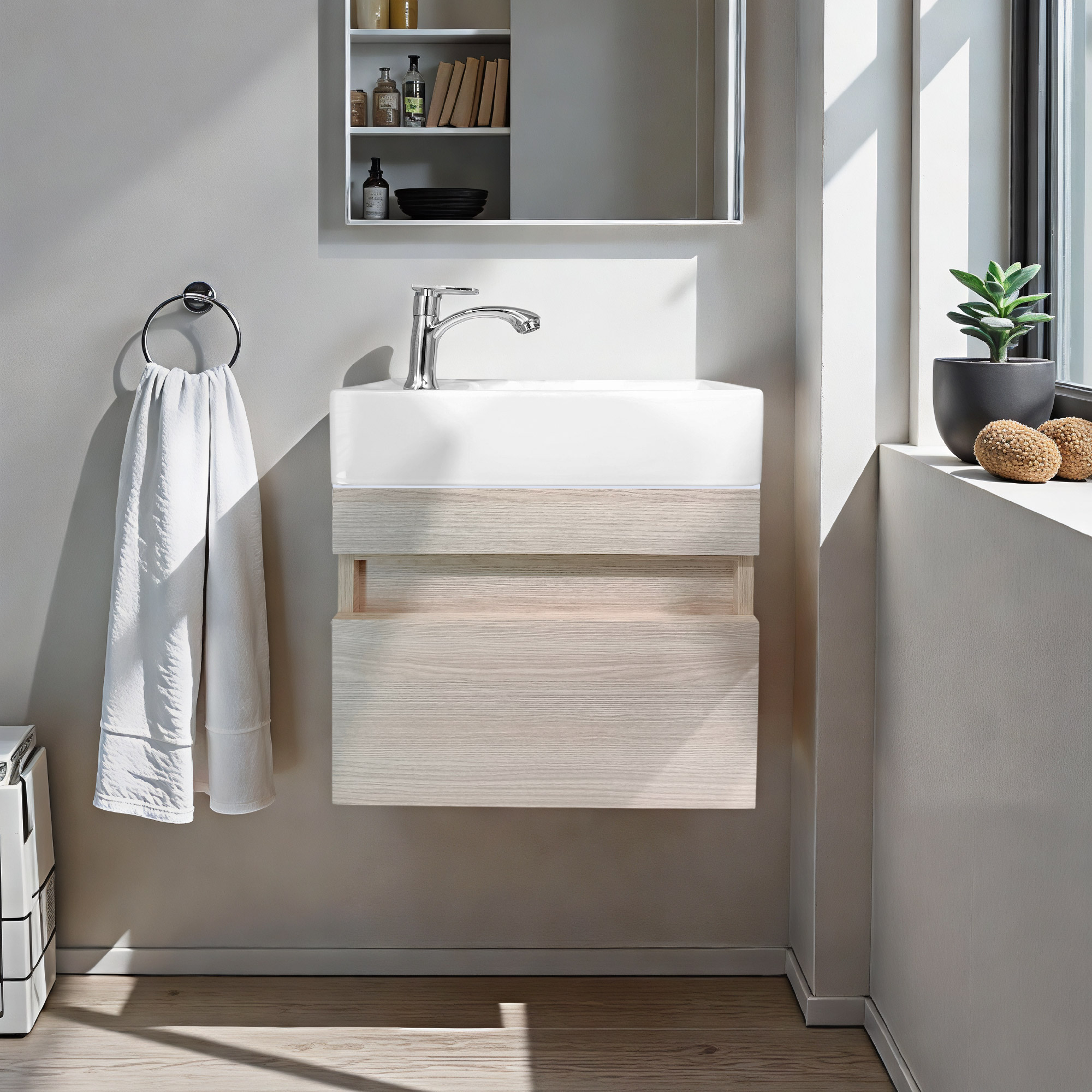 Combo Mueble Vanitory Merano C1273 Beige Un Agujero