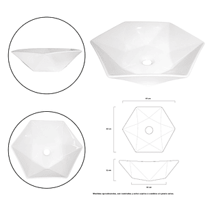 Combo Push + Sifon En Pvc + Lavamanos Hexagonal Blanco 