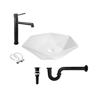 Combo Lavamanos Hexagonal Grifería Y Accesorios C798